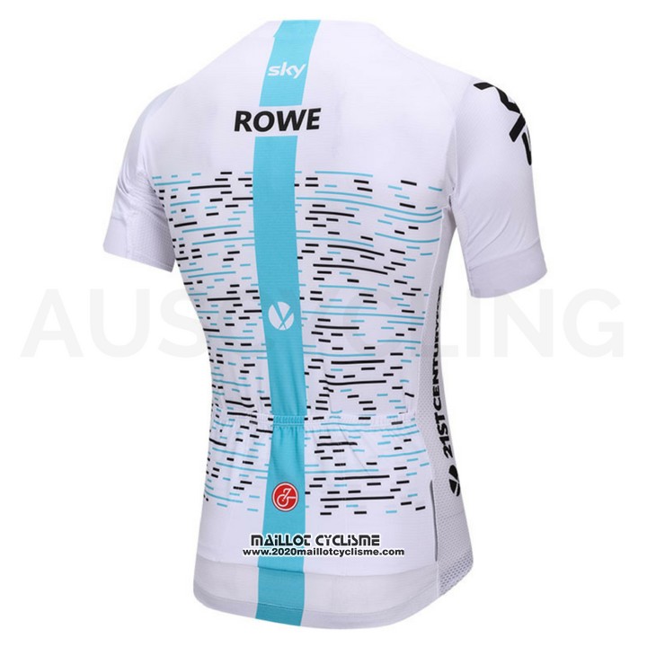 2018 Maillot Ciclismo Sky Blanc et Bleu Manches Courtes et Cuissard